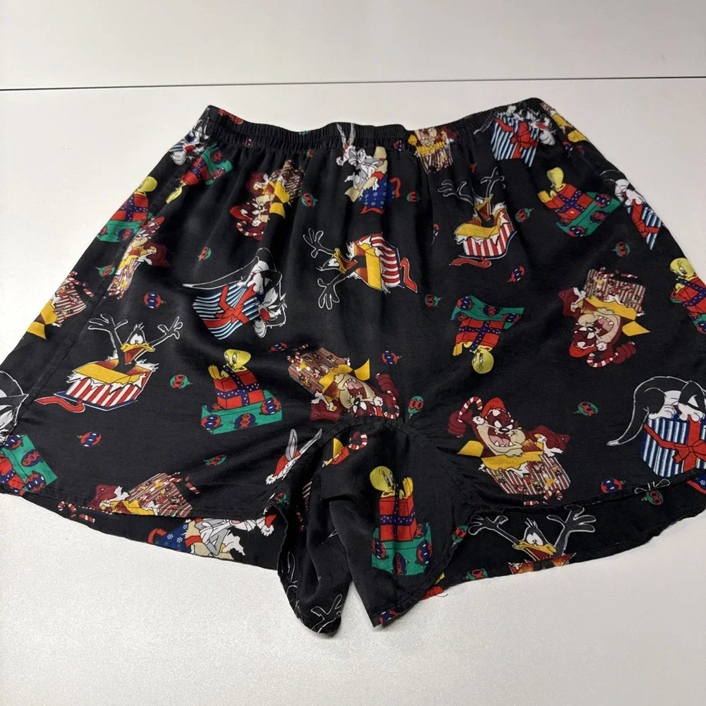 Vintage Looney Tunes Mania Mens Boxer Shorts Sz XL (40-42)‎ SILK Black